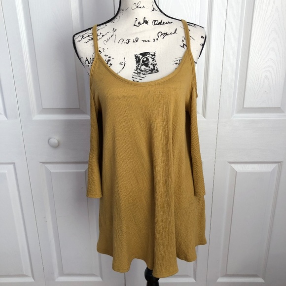 Vestique Small Cold Shoulder Mustard Tunic - Picture 2 of 4